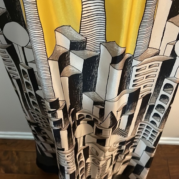 JC de Castelbajac Yellow Black Maxi Dress Camr Camera Act Print NWT - Picture 4 of 16